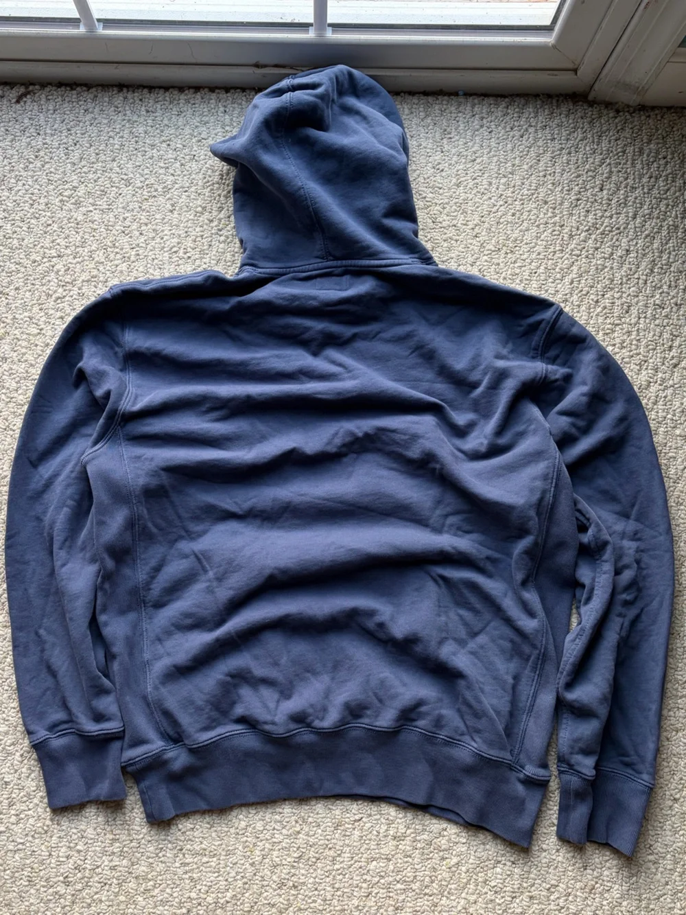 J. Crew Garment dyed French Terry Men's Navy Blue Crewneck Hoodie Sweatshirt.